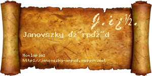 Janovszky Árpád névjegykártya